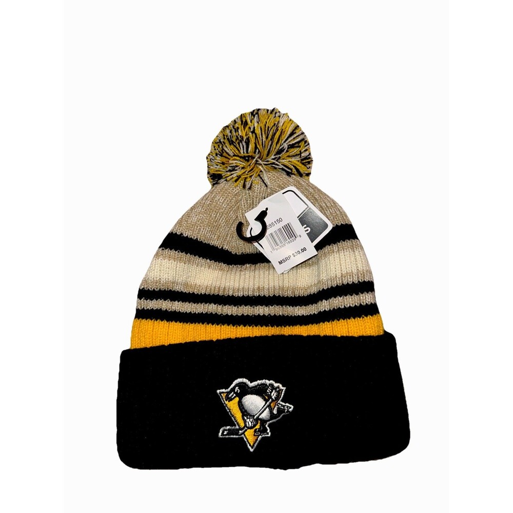 Pittsburgh Penguins Nhl Fan Fav Adult Cuffed Pom Beanie Winter Hat Cap NWT